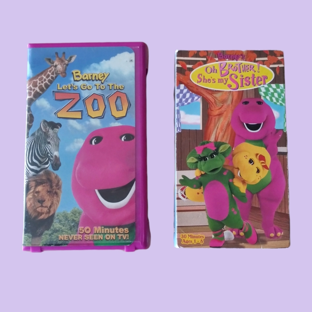 Barney Vhs Lot 2 Barney Lets Go To The Zoo &  Oh Brother ! Shes My Sister